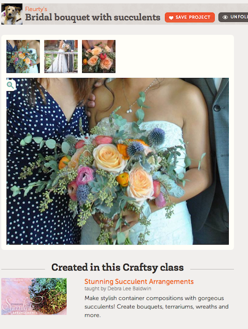 Succulent bridal bouquet, Craftsy