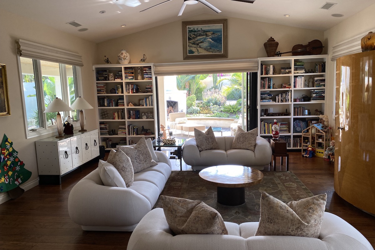 Living room looking out to the garden, after renovation