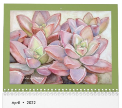 April, 2022 Succulent watercolor (c) Debra Lee Baldwin
