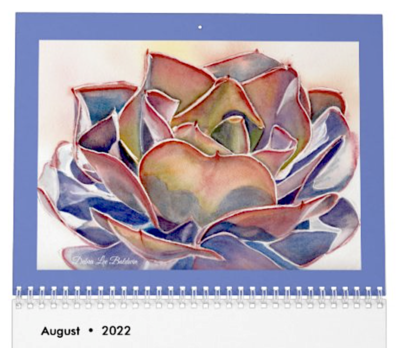 August, 2022 Succulent watercolor (c) Debra Lee Baldwin