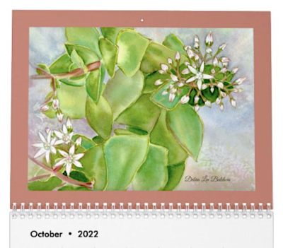 October, 2022 Succulent watercolor (c) Debra Lee Baldwin