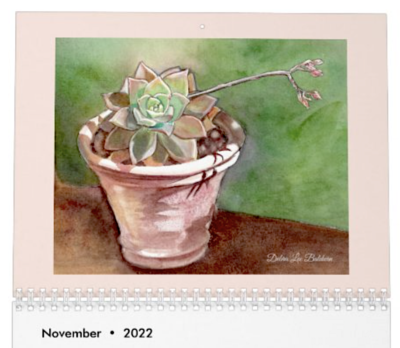 November, 2022 Succulent watercolor (c) Debra Lee Baldwin