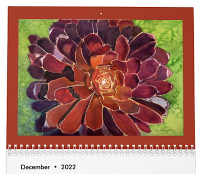 December, 2022 Succulent watercolor (c) Debra Lee Baldwin