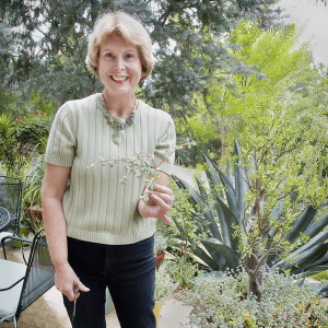 Debra Lee Baldwin in her San Diego Succulent Garden