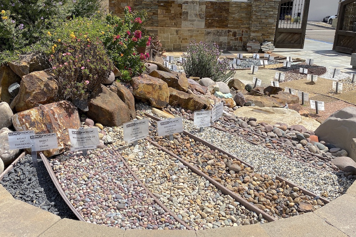 A palette of rock topdressings (gravel) for gardens (c) Debra Lee Baldwin 