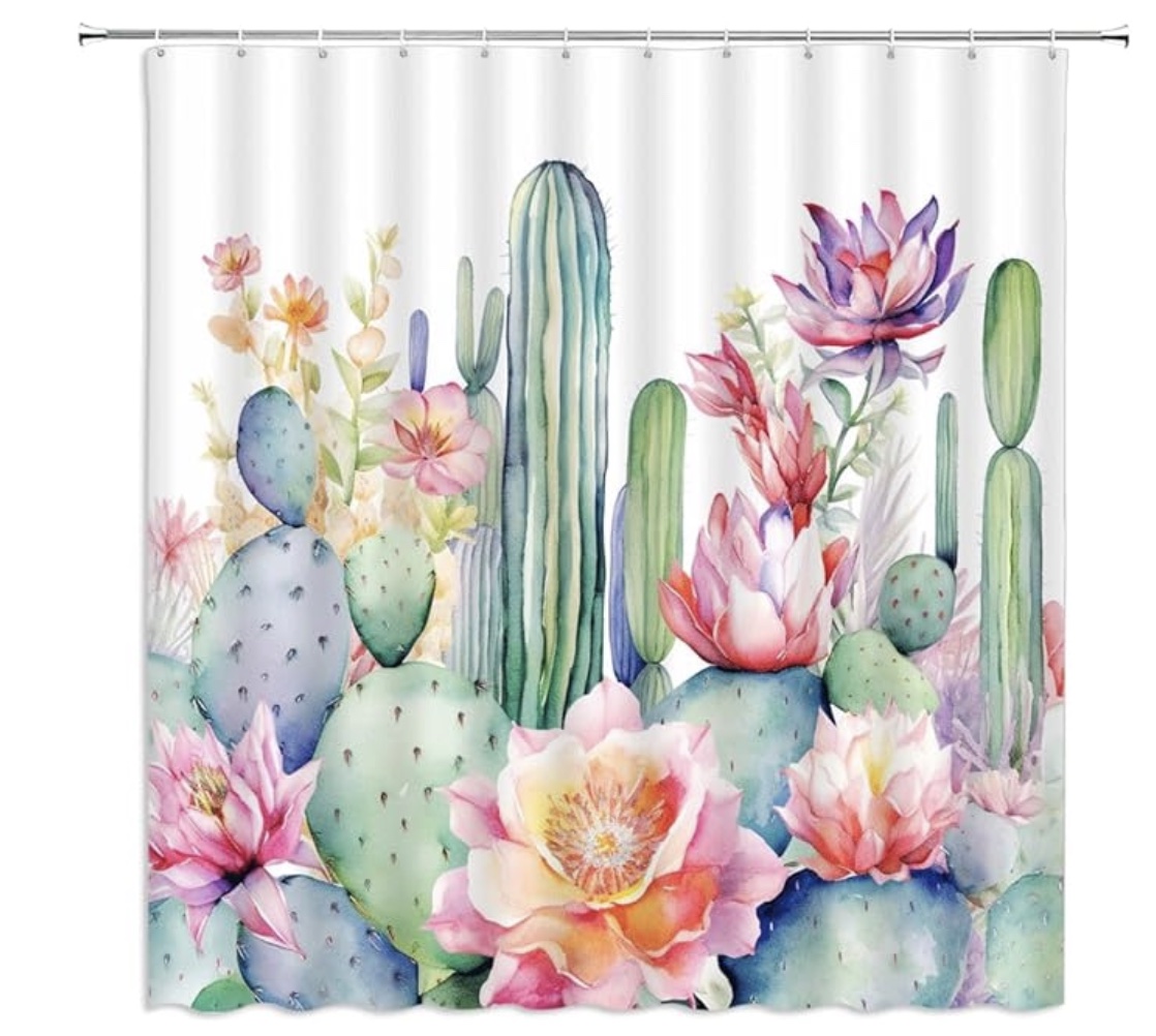 Succulents in bloom shower curtain