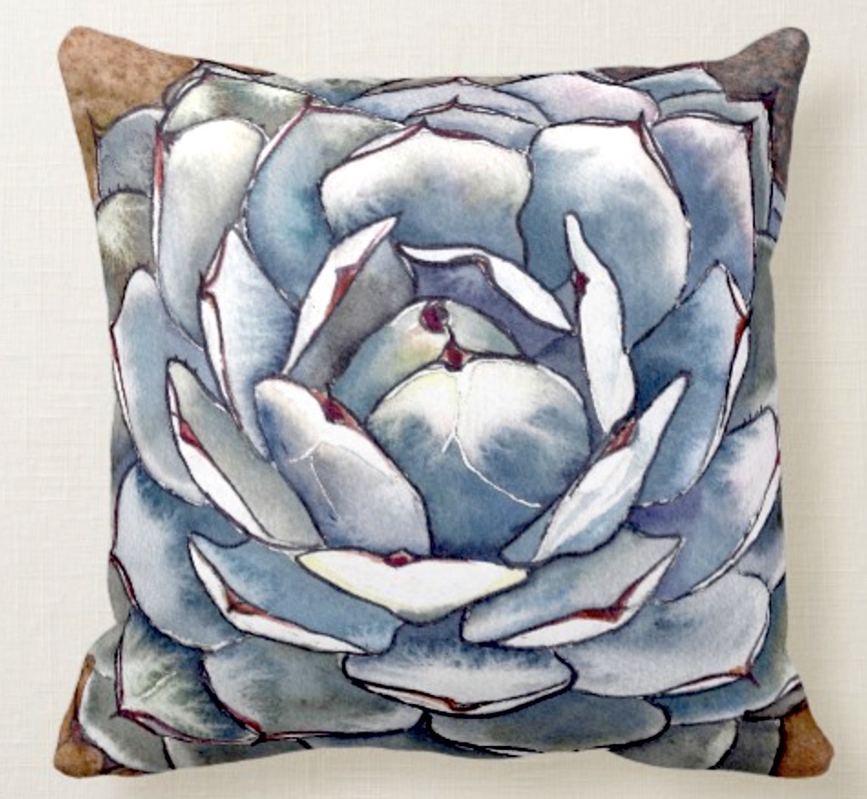 Silver succulent pillow