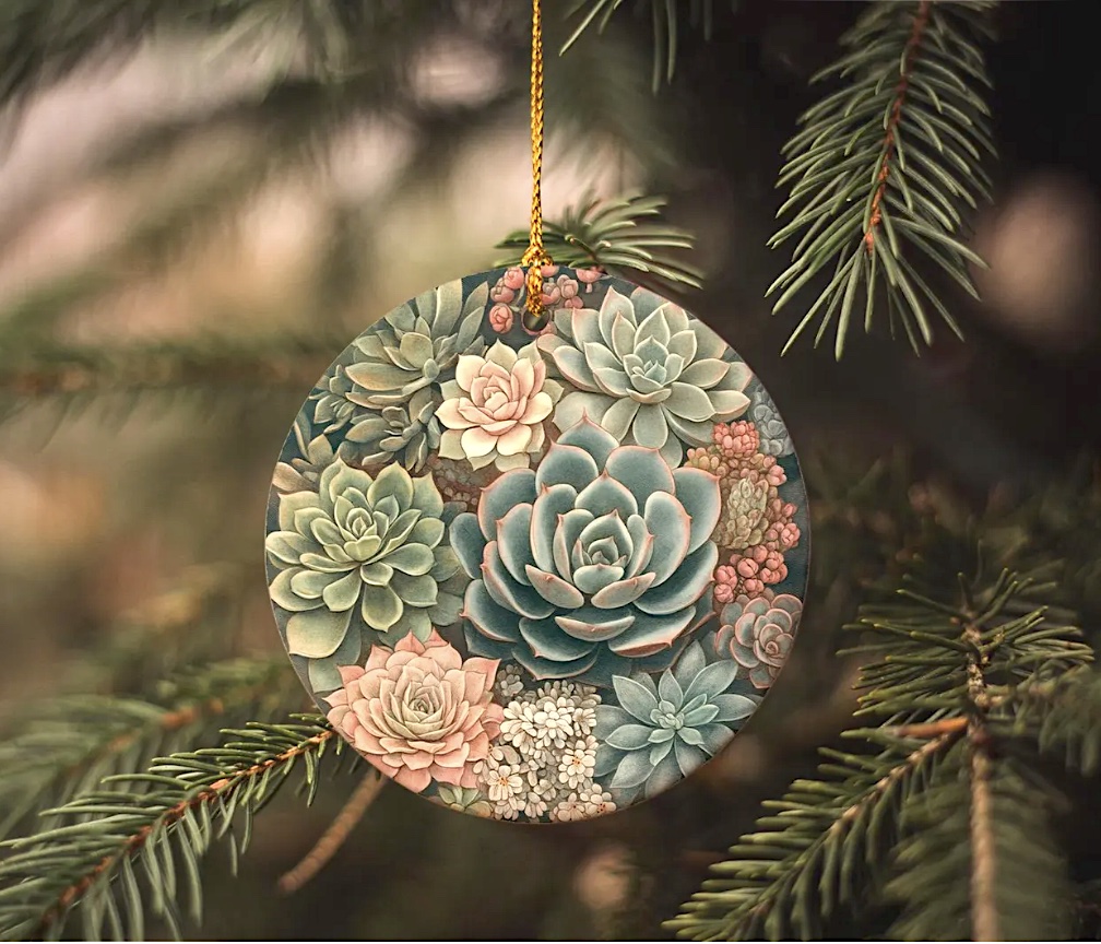 Succulent ceramic ornament