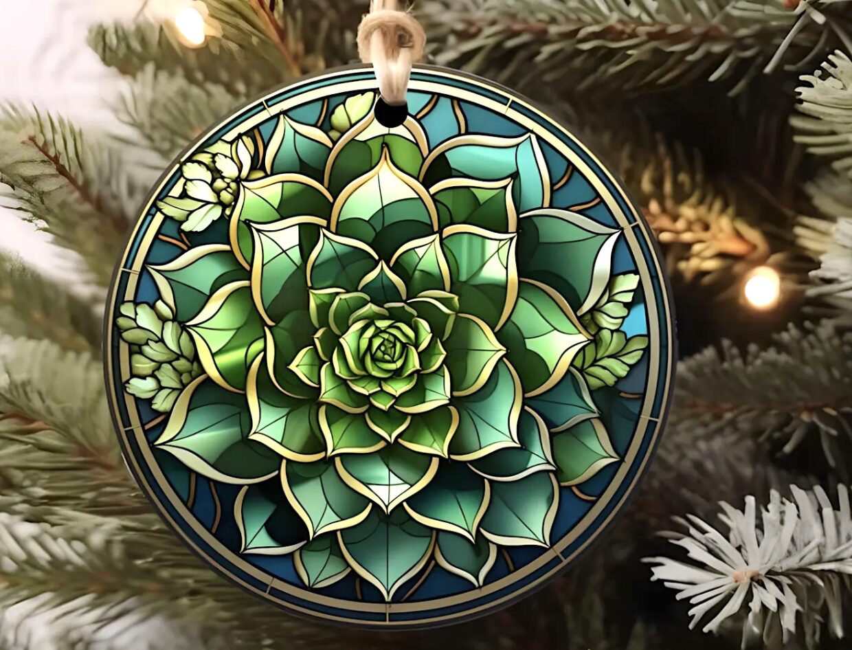 Succulent glass ornament