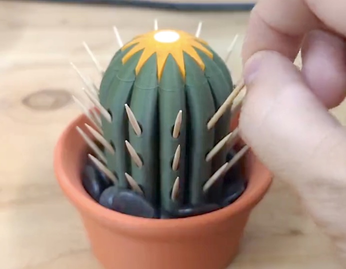 Potted cactus toothpick holder