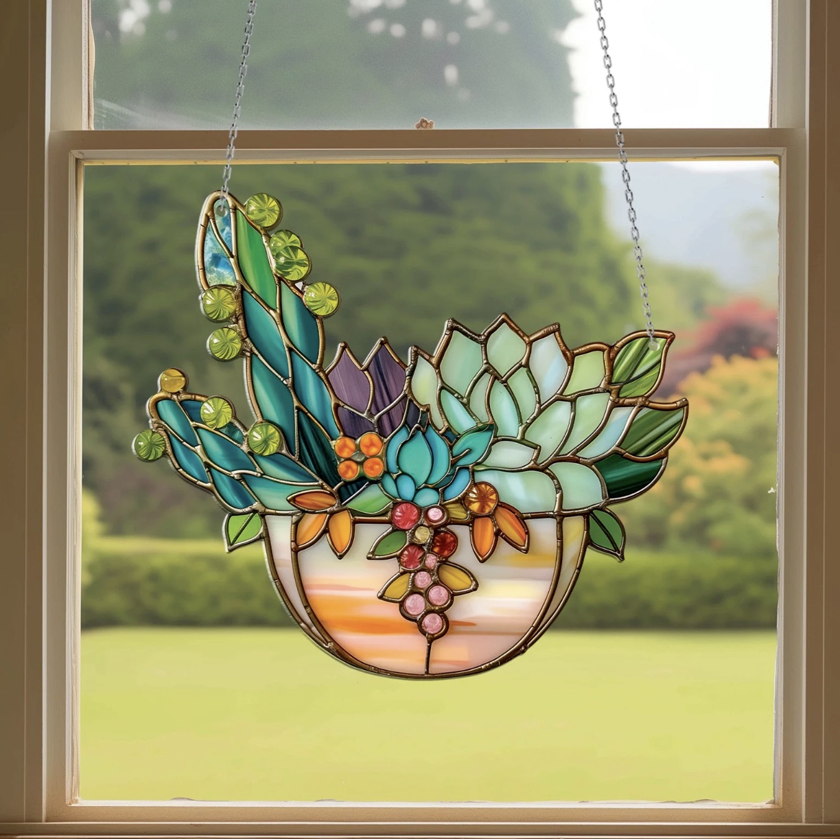 Succulent window hanging