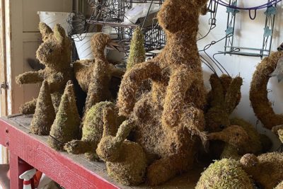 Unplanted topiary moss figures (c) Debra Lee Baldwin