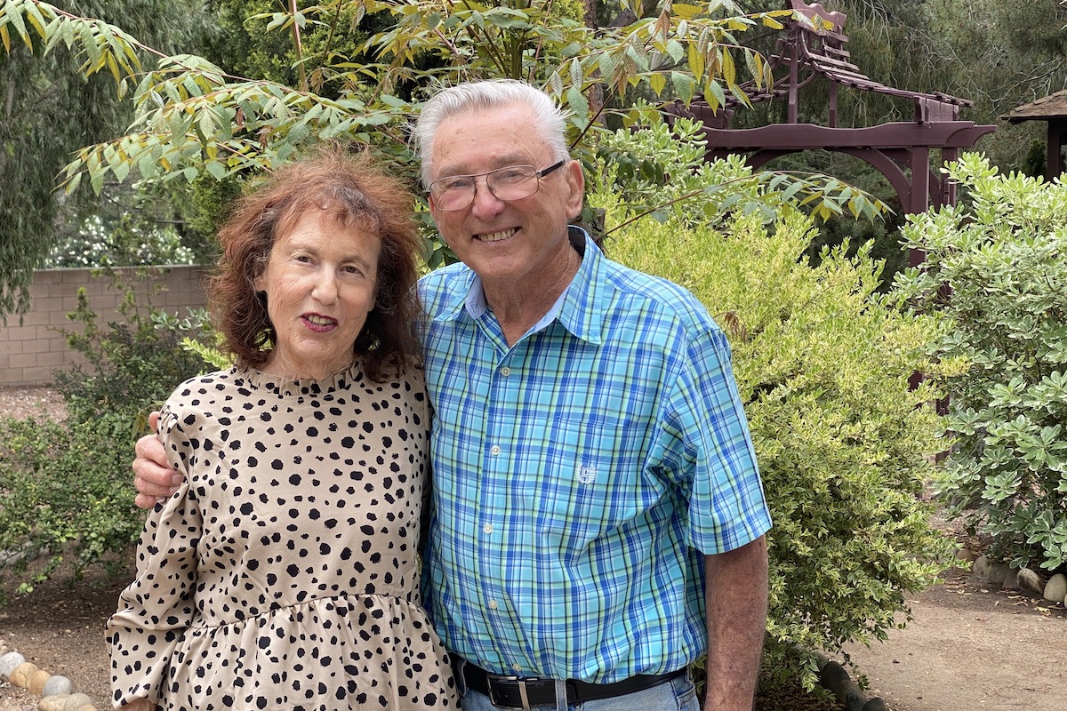 Wanda Mallen and husband Gary Vincent in their garden (c) Debra Lee Baldwin 