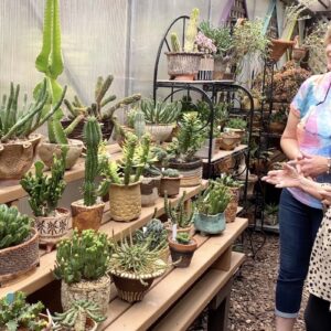 Wanda Mallen and Debra Lee Baldwin with Wanda's euphorbia collection (c) Debra Lee Baldwin