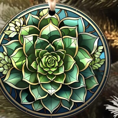 Succulent Xmas tree ornament